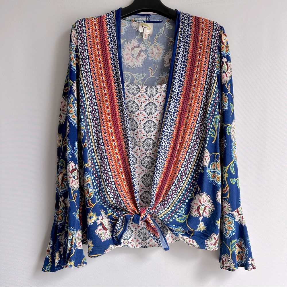 Anthropologie Fig And Flowers Boho Top Cardigan Size L
